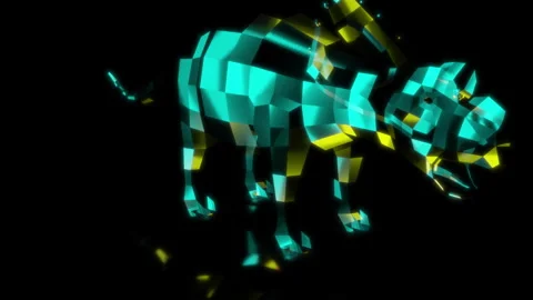 Rendering 3D animation, VISUAL EFFECTS Low Poly Achelousaurus Model on a black Stock Footage 272204058