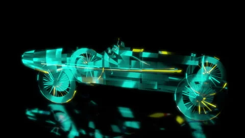 Rendering 3D animation, VISUAL EFFECTS Duesenberg GP Racing Car Model on a black Video stock 272205343