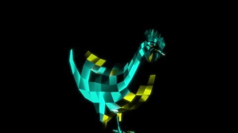 Rendering 3D animation, VISUAL EFFECTS Low Poly Chicken Model on a black Stock Footage 272205479