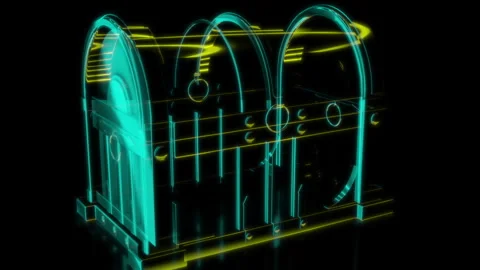 Rendering 3D animation, VISUAL EFFECTS Chest Model on a black background Stock Footage 272207460