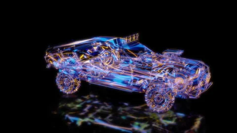 Rendering 3D animation, VISUAL EFFECTS OffRoad car in motion Model on a black Stock-Footage 272677730