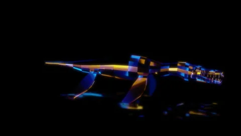 Rendering 3D animation, VISUAL EFFECTS Low Poly Liopleurodon Model on a black Stock Footage 272679527