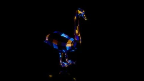 Rendering 3D animation, VISUAL EFFECTS Low Poly Swan Model on a black background Video stock 272679698