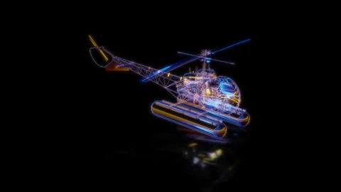 Rendering 3D animation, VISUAL EFFECTS single engine light helicopter Model on a Stock Footage 272680901