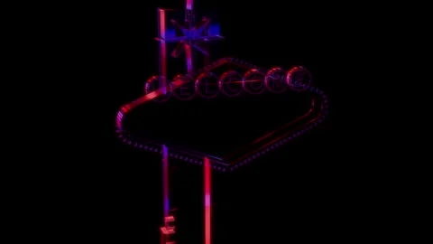 Rendering 3D animation, VISUAL EFFECTS Las Vegas Sign Model on a black Stock Footage 273127121