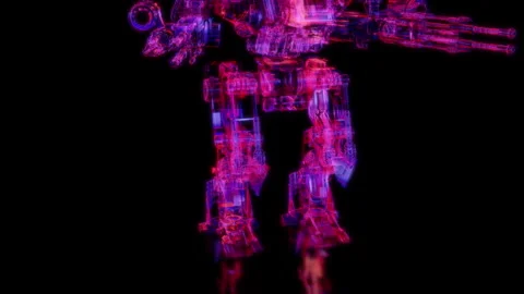 Rendering 3D animation, VISUAL EFFECTS sci-fi transformers robot Model on a Stock Footage 273128163