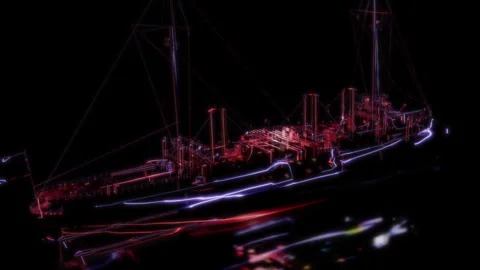 Rendering 3D animation, VISUAL EFFECTS oceanic patrol ships Model on a black Stock Footage 273130770