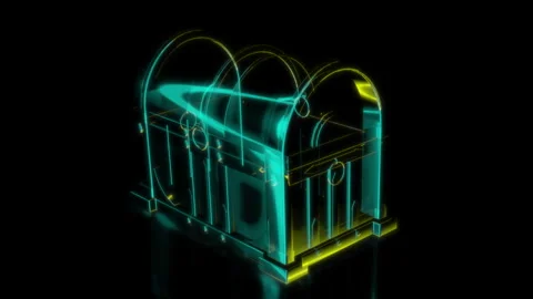 Rendering 3D animation, VISUAL EFFECTS Chest Model on a black background Stock Footage 273839654