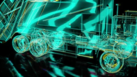 Rendering 3D animation, VISUAL EFFECTS Garbage truck car Model on a black Stock Footage 273839770