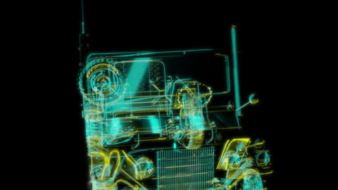 Rendering 3D animation, VISUAL EFFECTS Truck Light Utility Vehicles Model on a Stock Footage 273839897