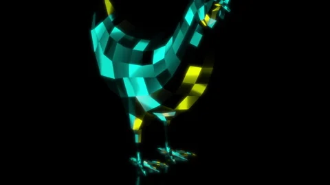 Rendering 3D animation, VISUAL EFFECTS Low Poly Chicken Model on a black Stock Footage 273840095