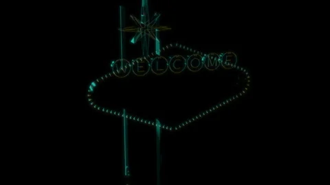 Rendering 3D animation, VISUAL EFFECTS Las Vegas Sign Model on a black Stock Footage 273840219