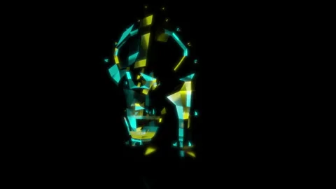 Rendering 3D animation, VISUAL EFFECTS Low Poly Achelousaurus Model on a black Stock Footage 273840289