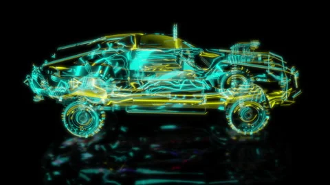 Rendering 3D animation, VISUAL EFFECTS OffRoad car in motion Model on a black Stock Footage 273840369