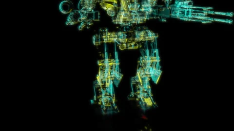 Rendering 3D animation, VISUAL EFFECTS sci-fi transformers robot Model on a Stock Footage 273840475