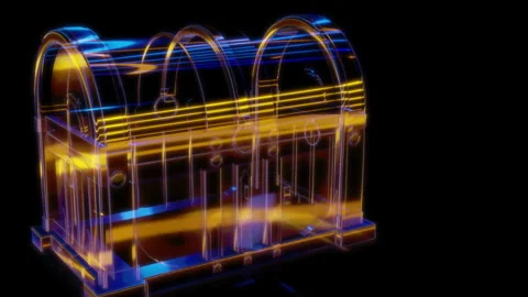Rendering 3D animation, VISUAL EFFECTS Chest Model on a black background Stock Footage 274177648