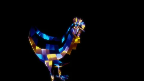 Rendering 3D animation, VISUAL EFFECTS Low Poly Chicken Model on a black Stock Footage 274178531