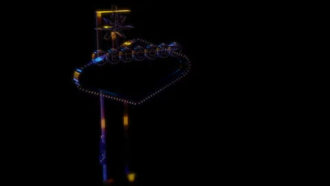 Rendering 3D animation, VISUAL EFFECTS Las Vegas Sign Model on a black Stock Footage 274179015