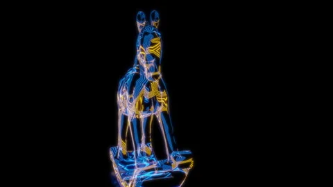 Rendering 3D animation, VISUAL EFFECTS Decorative Horse Model on a black Stock Footage 274179178