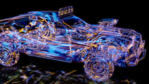 Rendering 3D animation, VISUAL EFFECTS OffRoad car in motion Model on a black Stock Footage 274179518