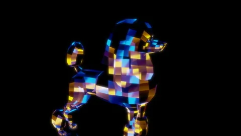 Rendering 3D animation, VISUAL EFFECTS Low Poly Poodle Model on a black Stock Footage 274179720