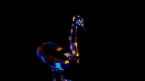 Rendering 3D animation, VISUAL EFFECTS Low Poly Swan Model on a black background Stock Footage 274179777