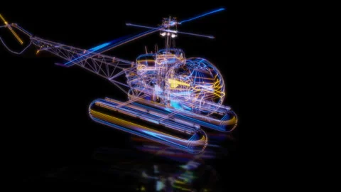 Rendering 3D animation, VISUAL EFFECTS single engine light helicopter Model on a Stock Footage 274180306
