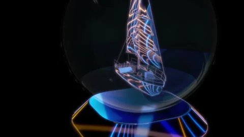 Rendering 3D animation, VISUAL EFFECTS Ship In a bottle Model on a black Stock Footage 274180476