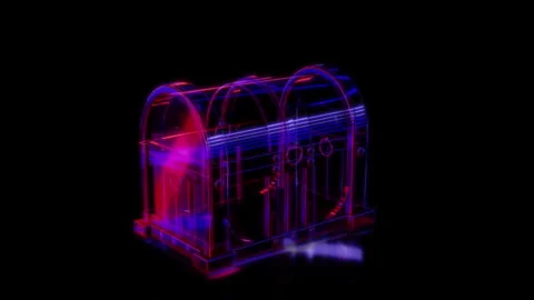 Rendering 3D animation, VISUAL EFFECTS Chest Model on a black background Stock Footage 274309429