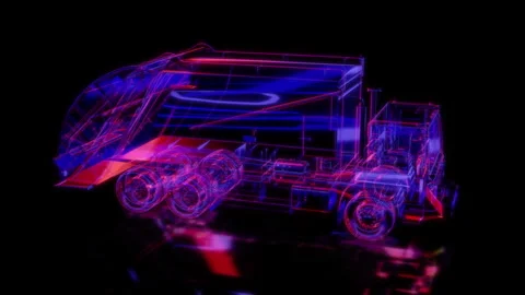Rendering 3D animation, VISUAL EFFECTS Garbage truck car Model on a black Stock Footage 274309654