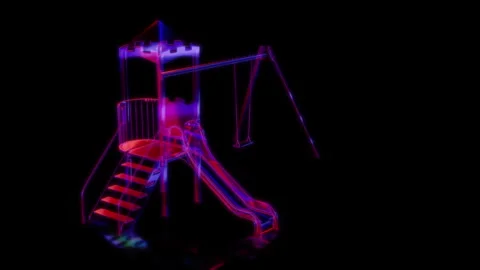Rendering 3D animation, VISUAL EFFECTS Playground tower with swing Model on a Stock Footage 274310216