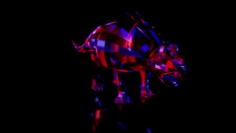 Rendering 3D animation, VISUAL EFFECTS Low Poly Achelousaurus Model on a black Stock Footage 274310475
