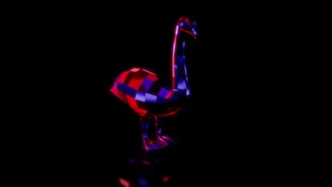 Rendering 3D animation, VISUAL EFFECTS Low Poly Swan Model on a black background Stock Footage 274312952