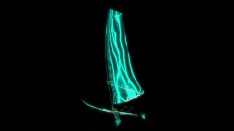 Rendering 3D animation, VISUAL EFFECTS Low Poly Wind Surf Model on a black Stock Footage 274757686