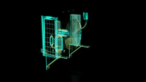 Rendering 3D animation, VISUAL EFFECTS Air conditioner Model on a black Stock Footage 274758310