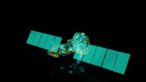 Rendering 3D animation, VISUAL EFFECTS Satellite Model on a black background Stock Footage 274758762