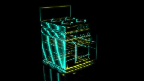 Rendering 3D animation, VISUAL EFFECTS Oven Model on a black background Video stock 274759068