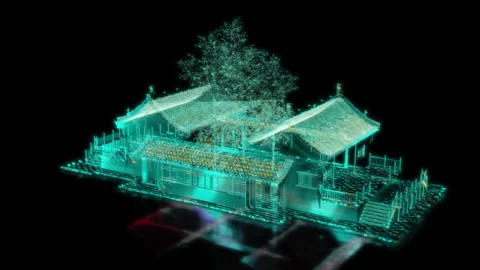 Rendering 3D animation, VISUAL EFFECTS Chinese Building Rock Wood House Model on Stock Footage 274759516