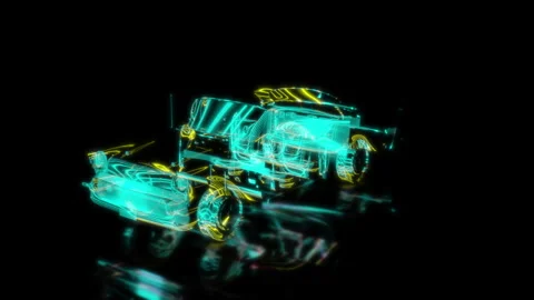 Rendering 3D animation, VISUAL EFFECTS car Model on a black background Stock Footage 274759830