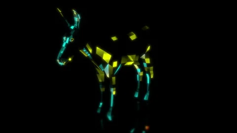 Rendering 3D animation, VISUAL EFFECTS Low Poly Donkey Model on a black Stock Footage 274760069