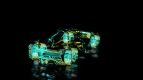 Rendering 3D animation, VISUAL EFFECTS car Model on a black background Stock Footage 274760581