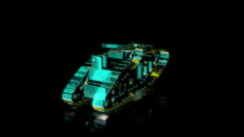 Rendering 3D animation, VISUAL EFFECTS Tank Model on a black background Stock Footage 274760956