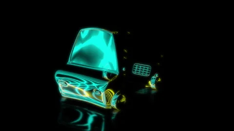 Rendering 3D animation, VISUAL EFFECTS Stylized Car Model on a black background Stock Footage 274761259