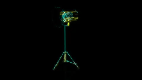 Rendering 3D animation, VISUAL EFFECTS Spot light Model on a black background Stock Footage 274762396