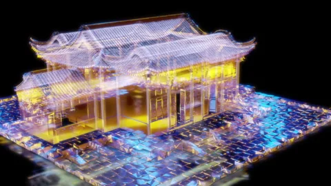 Rendering 3D animation, VISUAL EFFECTS Chinese Building Rock Wood House Model on Stock-Footage 274844610
