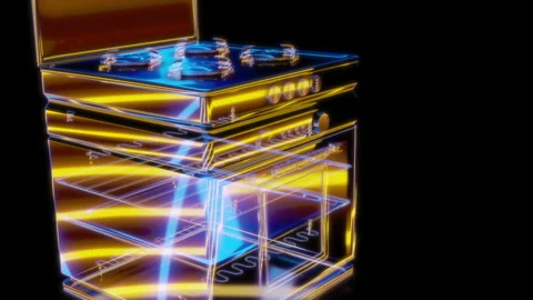 Rendering 3D animation, VISUAL EFFECTS Oven Model on a black background Video stock 274845839