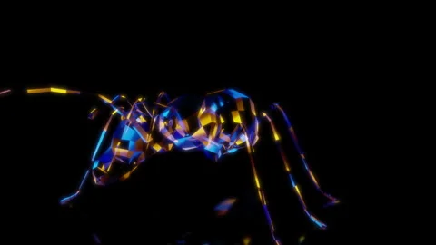 Rendering 3D animation, VISUAL EFFECTS Low Poly Ant Model on a black background Stock Footage 274846755