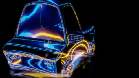 Rendering 3D animation, VISUAL EFFECTS Stylized Car Model on a black background Stock Footage 274847300
