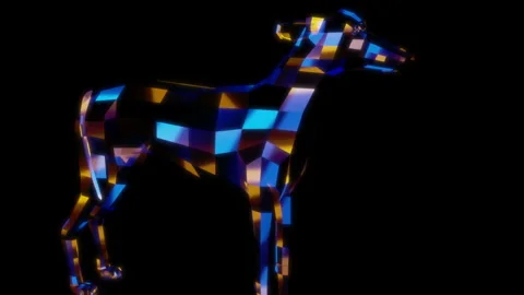 Rendering 3D animation, VISUAL EFFECTS Low Poly Greyhound Dog Model on a black Stock Footage 274847323