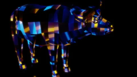 Rendering 3D animation, VISUAL EFFECTS Low Poly African Buffalo Model on a black Stock Footage 274847749